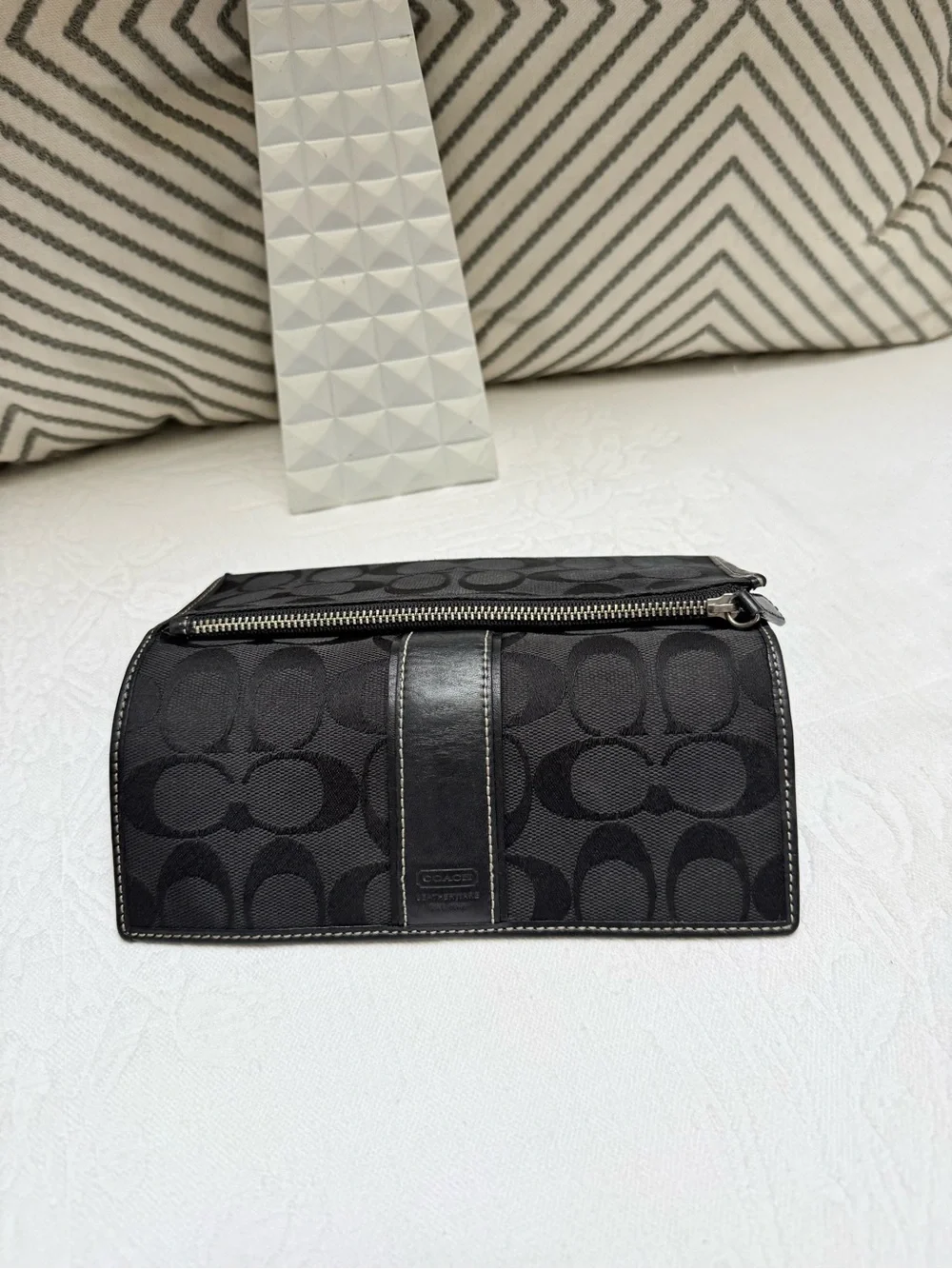 Coach Y2K Black Signature Fold-Over Continental Wallet